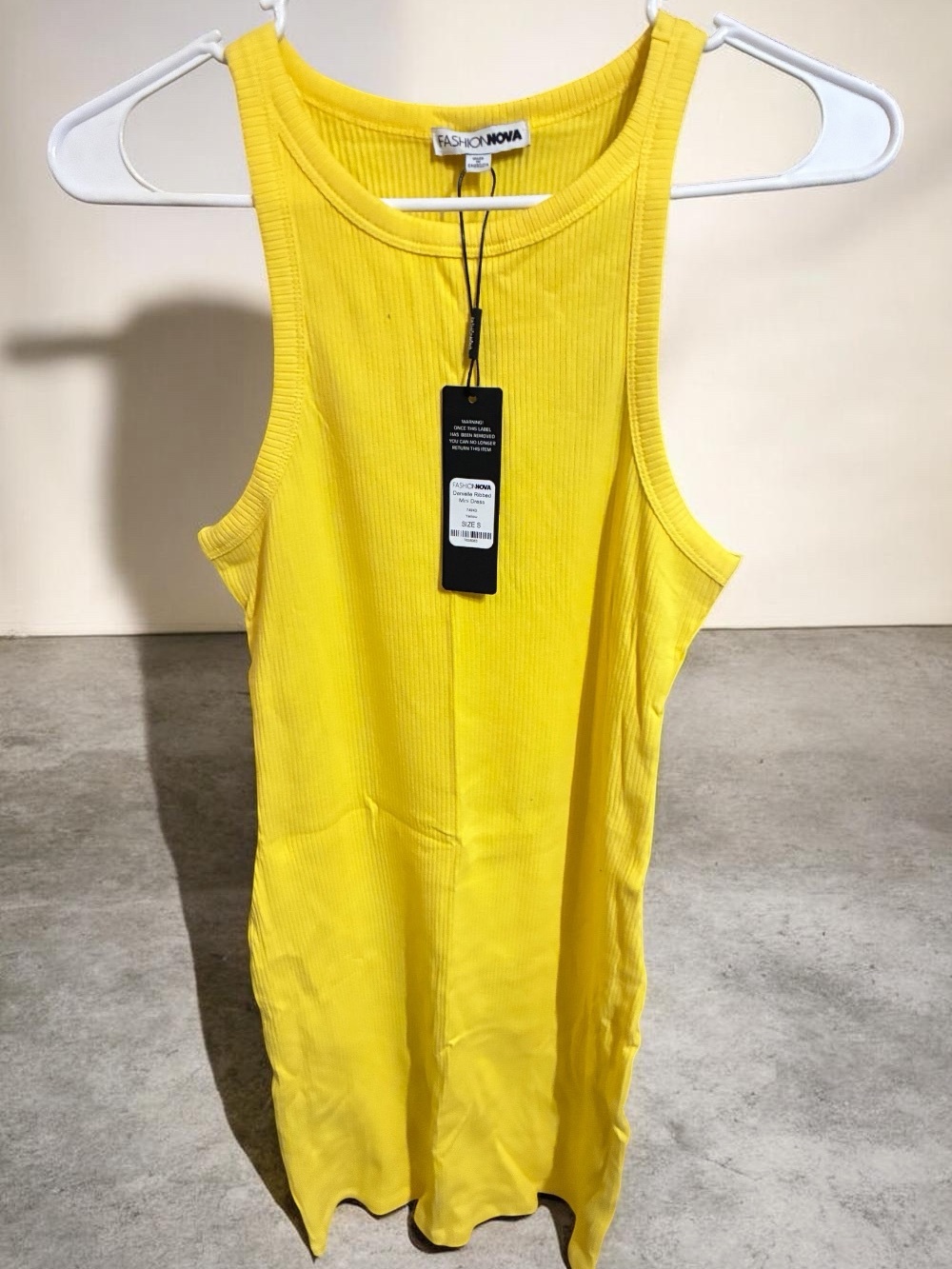 2 Fashion Nova Bright Yellow and Pink Ribbed Tank Dress